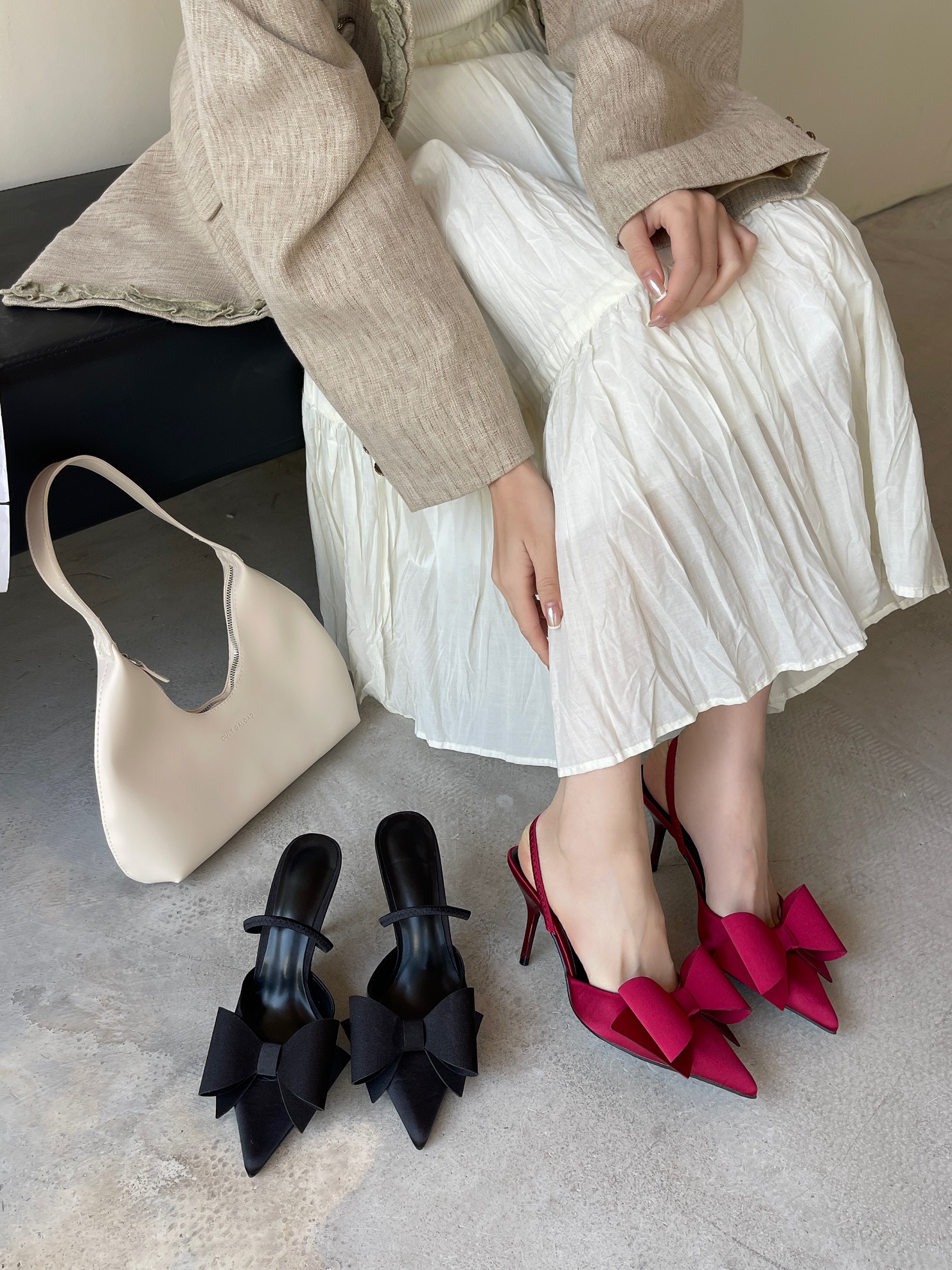 2025 New Fashion Pointed Toe Bow Strap Women's Sandals