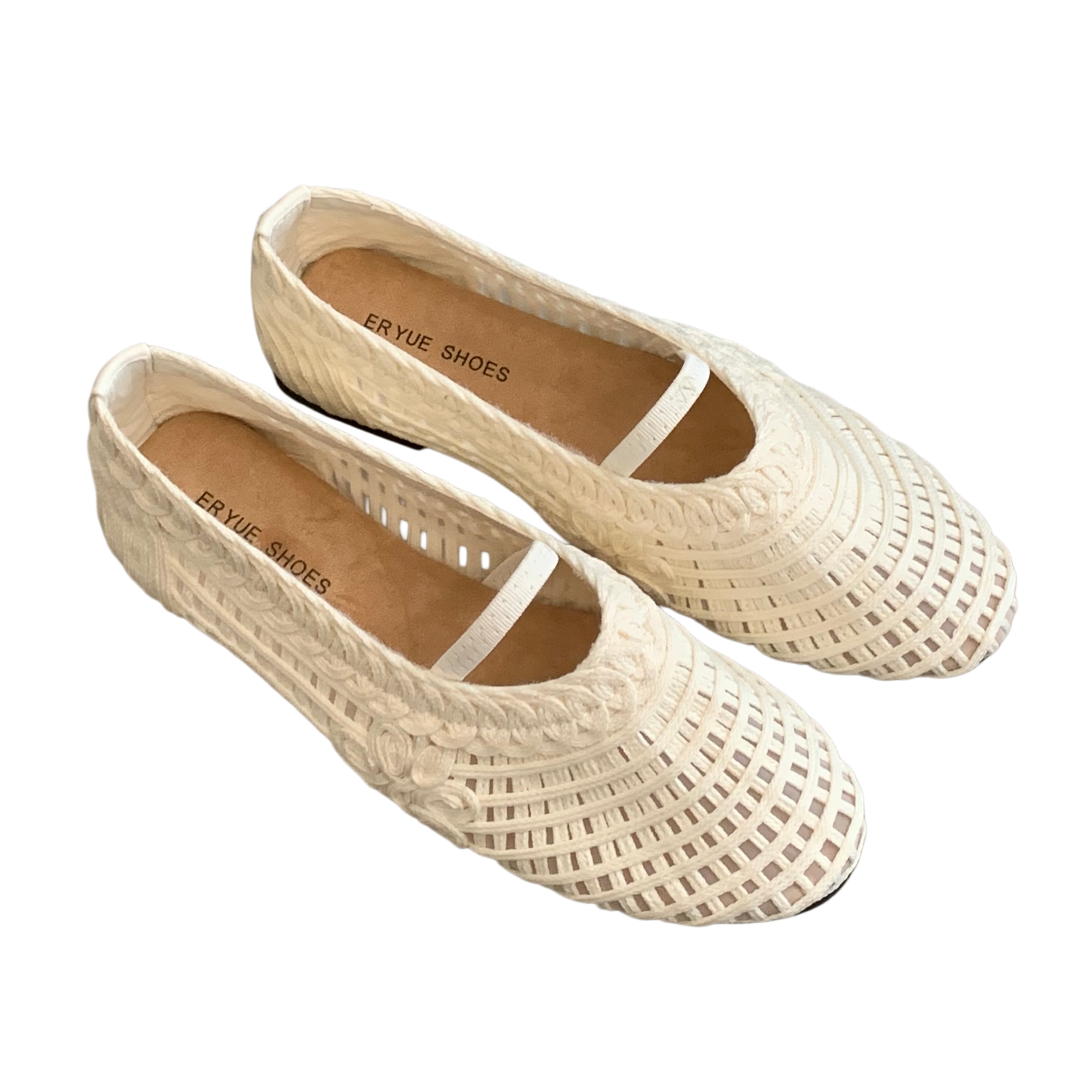 2026 New Summer High-Quality Hollow Out Heavy Embroidery Woven One-Strap Shoes Custom Mesh Super Soft Breathable Flat Shoes - Image 5